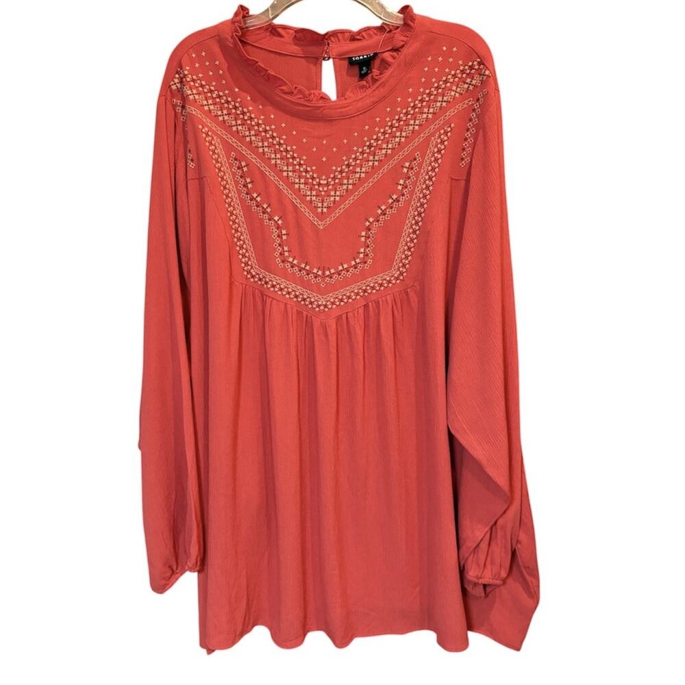 NEW TORRID BAKED Apple CRINKLE GAUZE RELAXED EMBROIDERED BLOUSE SIZE 5X NWT
